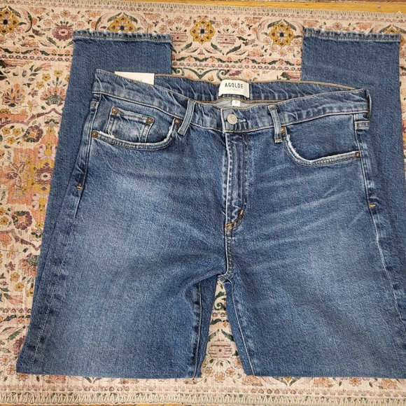 NWT  AGOLDE Toni Mid Rise Distressed Straight Leg Jeans in Obscure size 31 - Picture 13 of 16